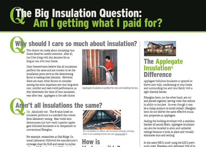 Applegate Insulation Coverage Chart